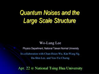 Quantum Noises and the Large Scale Structure