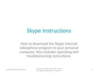 Skype Instructions