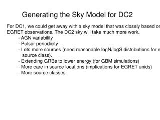 Generating the Sky Model for DC2