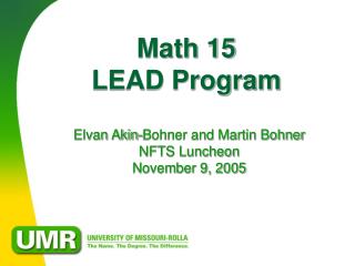 Math 15 LEAD Program