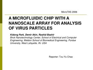 A MICROFLUIDIC CHIP WITH A NANOSCALE ARRAY FOR ANALYSIS OF VIRUS PARTICLES