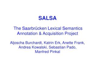 Semantic Annotation in SALSA