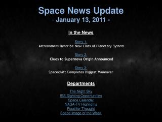 Space News Update January 13, 2011 -