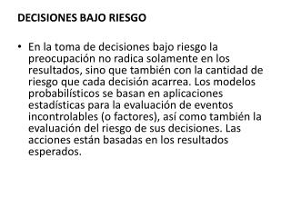 DECISIONES BAJO RIESGO