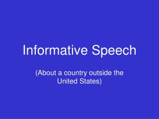 Informative Speech