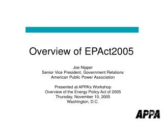 Overview of EPAct2005