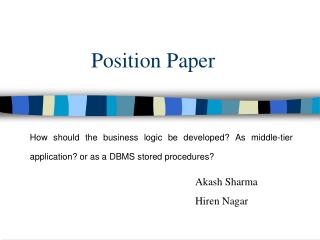 Position Paper