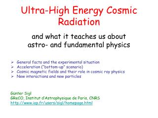 Ultra-High Energy Cosmic Radiation