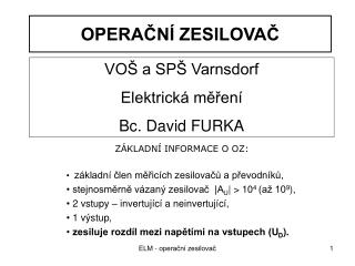 OPERAČNÍ ZESILOVAČ