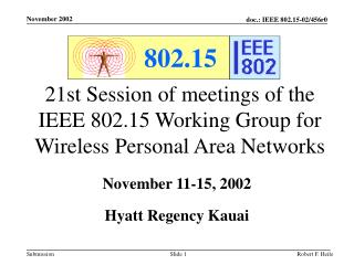 21st Session of meetings of the IEEE 802.15 Working Group for Wireless Personal Area Networks