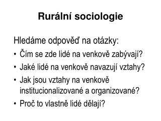 Rurální sociologie