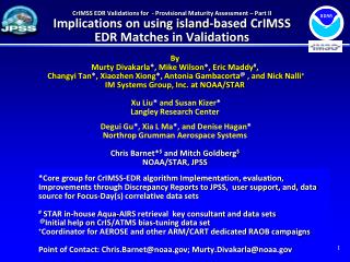 CrIMSS EDR Validations for - Provisional Maturity Assessment – Part II