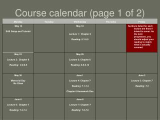 Course calendar (page 1 of 2)