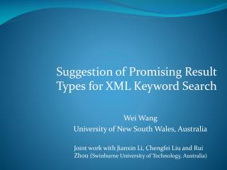 Suggestion of Promising Result Types for XML Keyword Search
