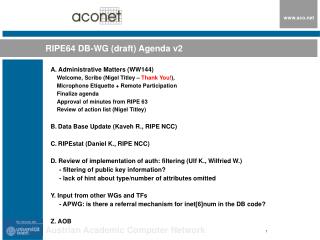 RIPE64 DB-WG (draft) Agenda v2