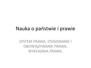 Nauka o państwie i prawie