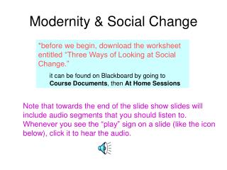 Modernity &amp; Social Change