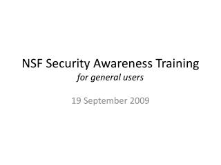 NSF Security Awareness Training for general users