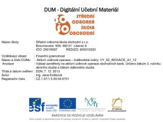 DUM - Digitální Učební Materiál