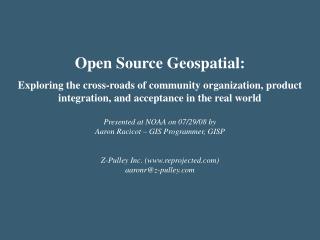Open Source Geospatial: