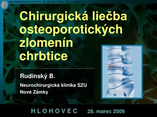 Rudinský B. Neurochirurgická klinika SZU Nové Zámky