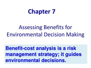 Assessing Benefits for Environmental Decision Making