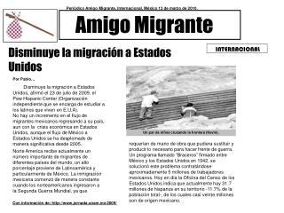 Disminuye la migración a Estados Unidos