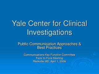 Yale Center for Clinical Investigations