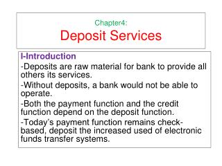 Chapter4: Deposit Services
