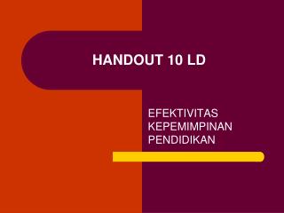 HANDOUT 10 LD