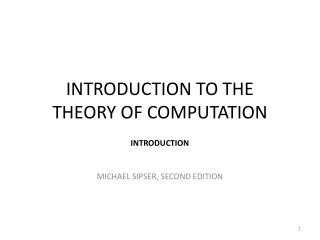 INTRODUCTION TO THE THEORY OF COMPUTATION
