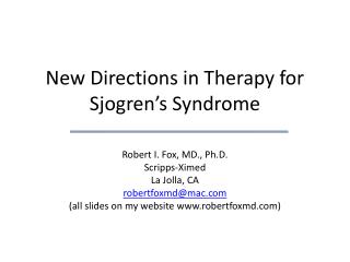 New Directions in Therapy for Sjogren’s Syndrome