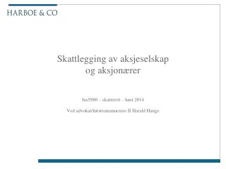 Skattlegging av aksjeselskap og aksjonærer