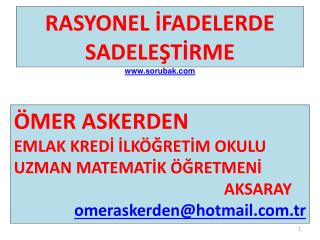 RASYONEL İFADELERDE SADELEŞTİRME sorubak