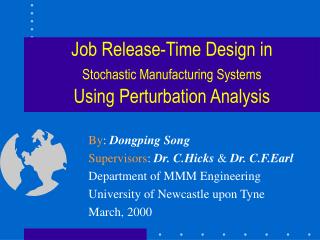 Job Release-Time Design in Stochastic Manufacturing Systems Using Perturbation Analysis