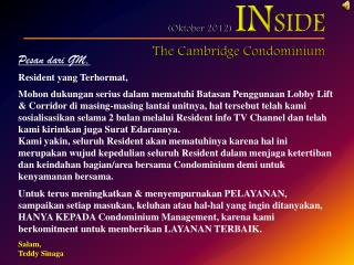 ( Oktober 2012) IN SIDE The Cambridge Condominium