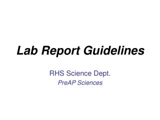 Lab Report Guidelines