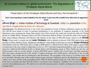An innocent shadow on global environment : The degradation of Himalayan Alpine Biome