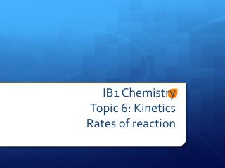 IB1 Chemistry Topic 6: Kinetics Rates of reaction