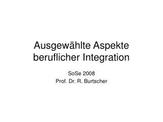 Ausgewählte Aspekte beruflicher Integration