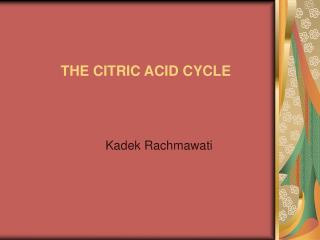 THE CITRIC ACID CYCLE