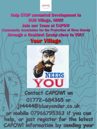 Contact CAPOW! on 01772-684365 or jt4444@blueyonder.co.uk