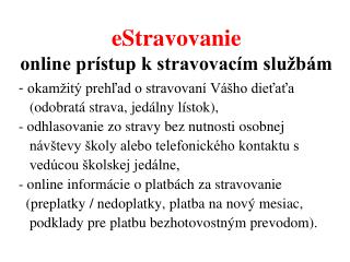 eStravovanie online prístup k stravovacím službám