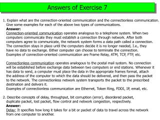 Answers of Exercise 7