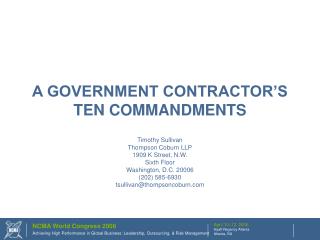 A GOVERNMENT CONTRACTOR’S TEN COMMANDMENTS