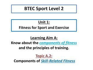 Unit 1: Fitness for Sport and Exercise