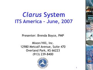 Clarus System ITS America – June, 2007