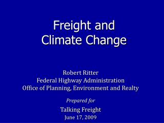 Freight and Climate Change