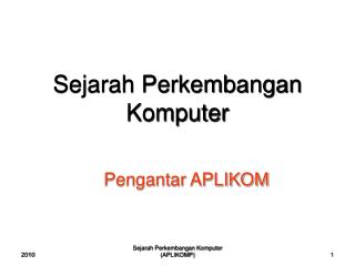 Sejarah Perkembangan Komputer