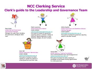 NCC Clerking Service Clerk’s guide to the Leadership and Governance Team